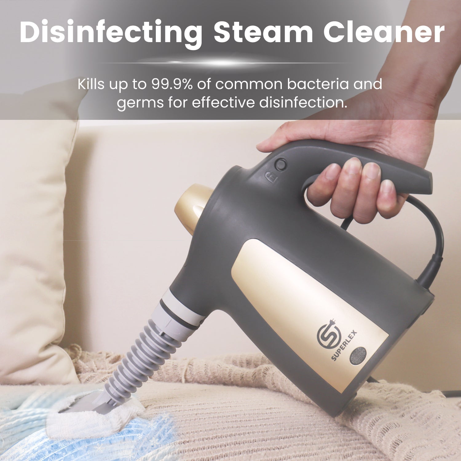 Handheld Steam Cleaner 1050W – 350ML Tank, 180° Rotating Nozzle, High-