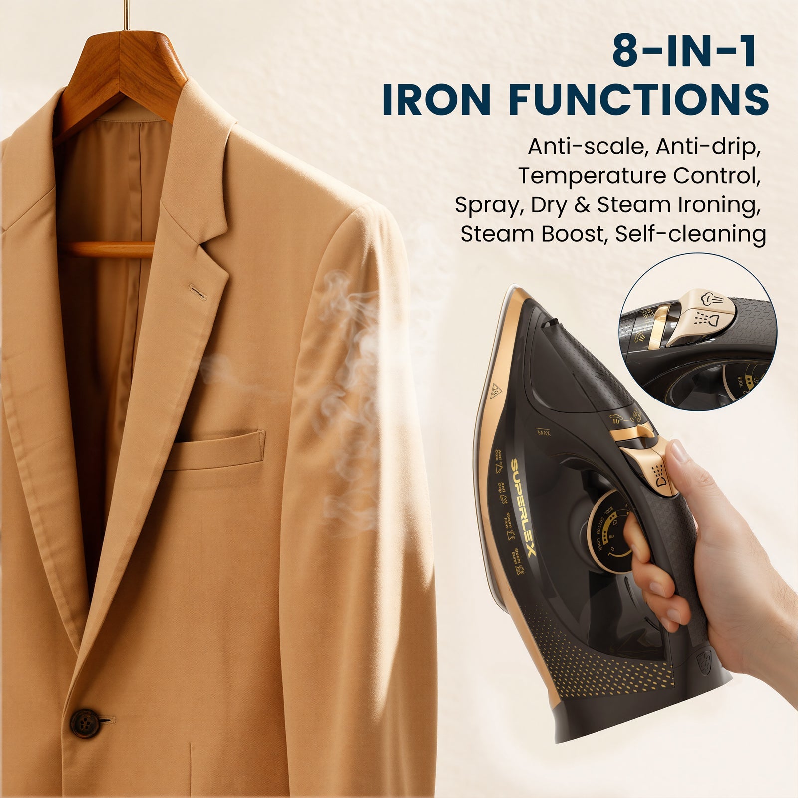 2400W 2-in-1 Cordless Steam Iron – Ceramic Soleplate & Skirt Spray