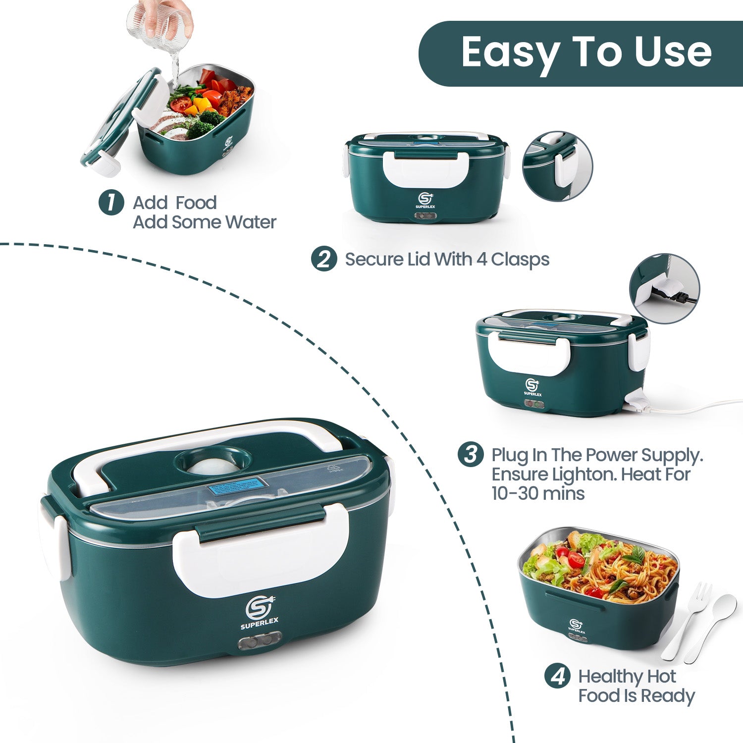 3-in-1 Electric Lunch Box with Fast Heating and Portable Design