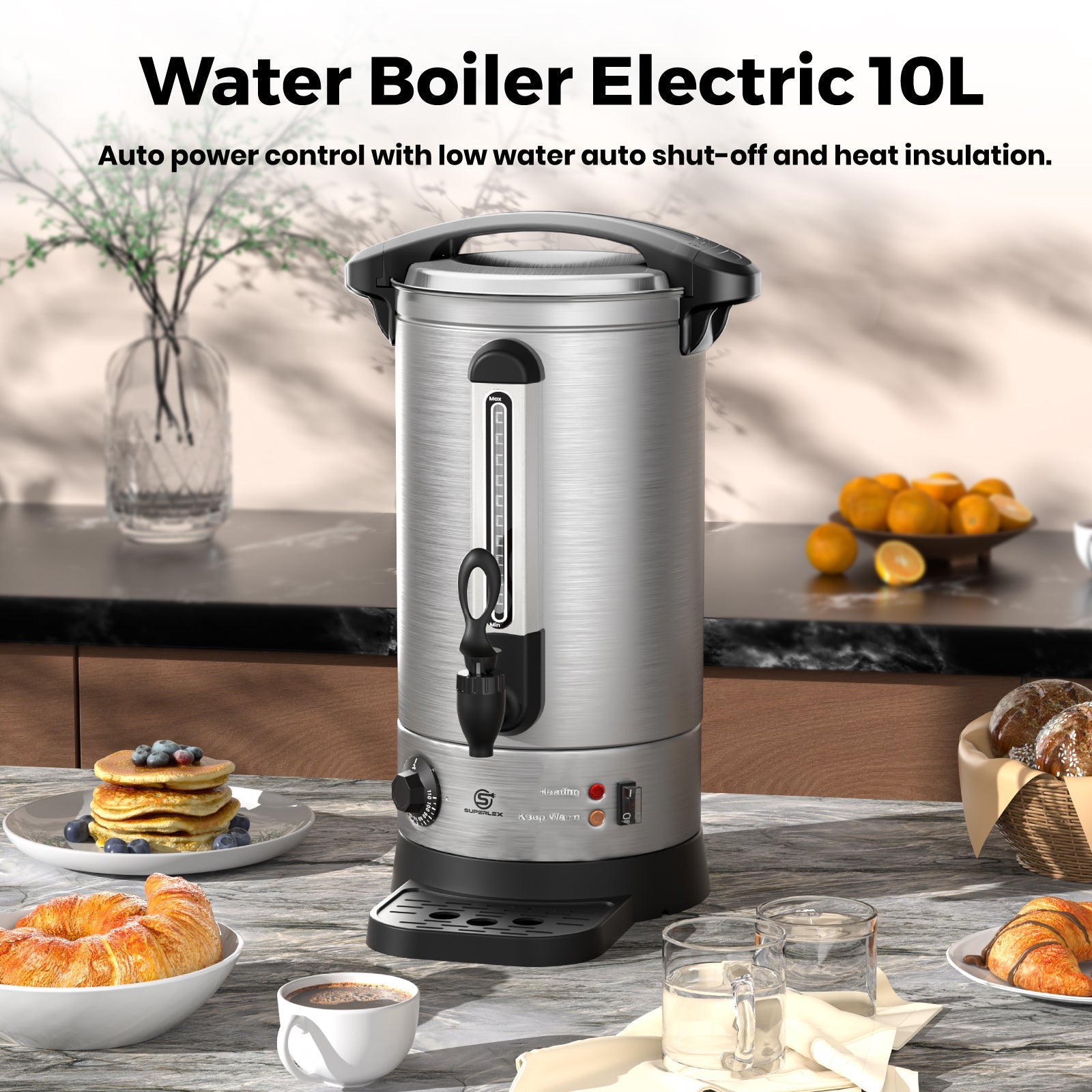 10L Energy-Saving Water Urn with Ergonomic Tap & Precise Water Gauge