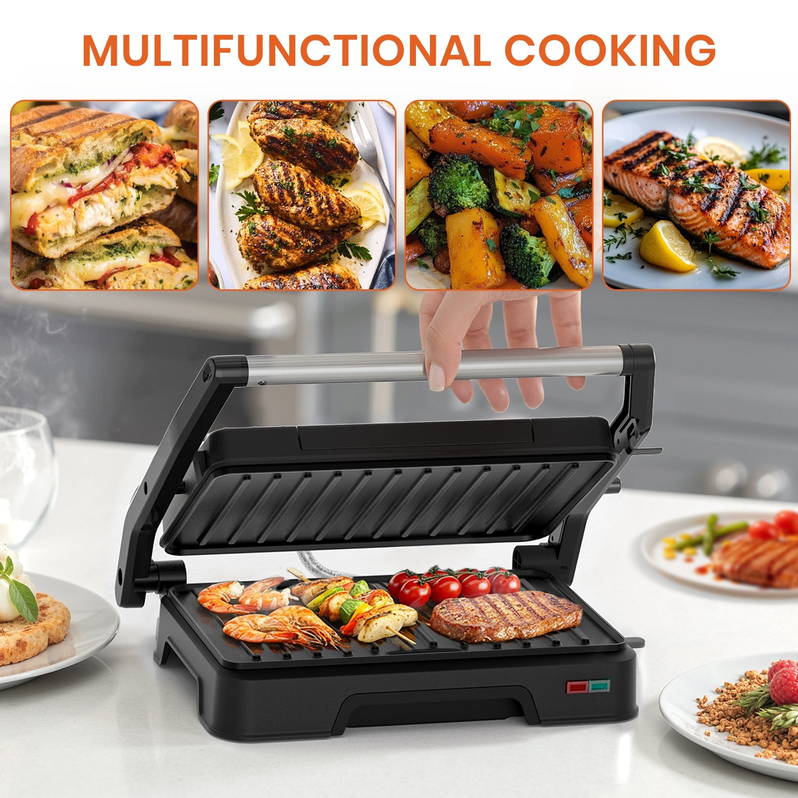 1000W Small Electric Grill – 2-in-1 Panini & Toastie Maker with Non-Stick Plates