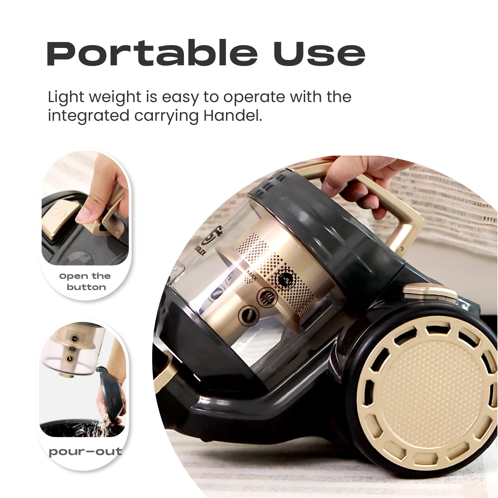 Cylinder Vacuum Cleaner 700W – 5M Cord, 1.5M Hose, Floor Brush & 2-in-1 Crevice Tool