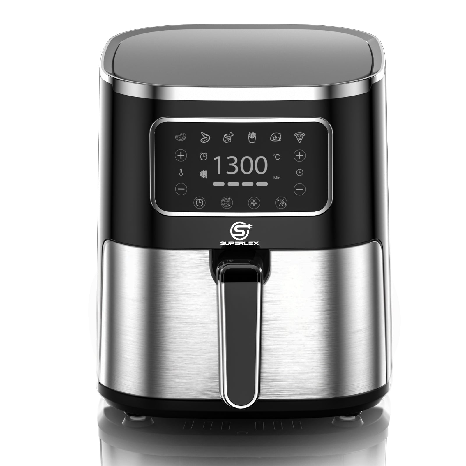 5.5L Digital Stainless Steel Air Fryer 1300W with Timer & Viewing Window