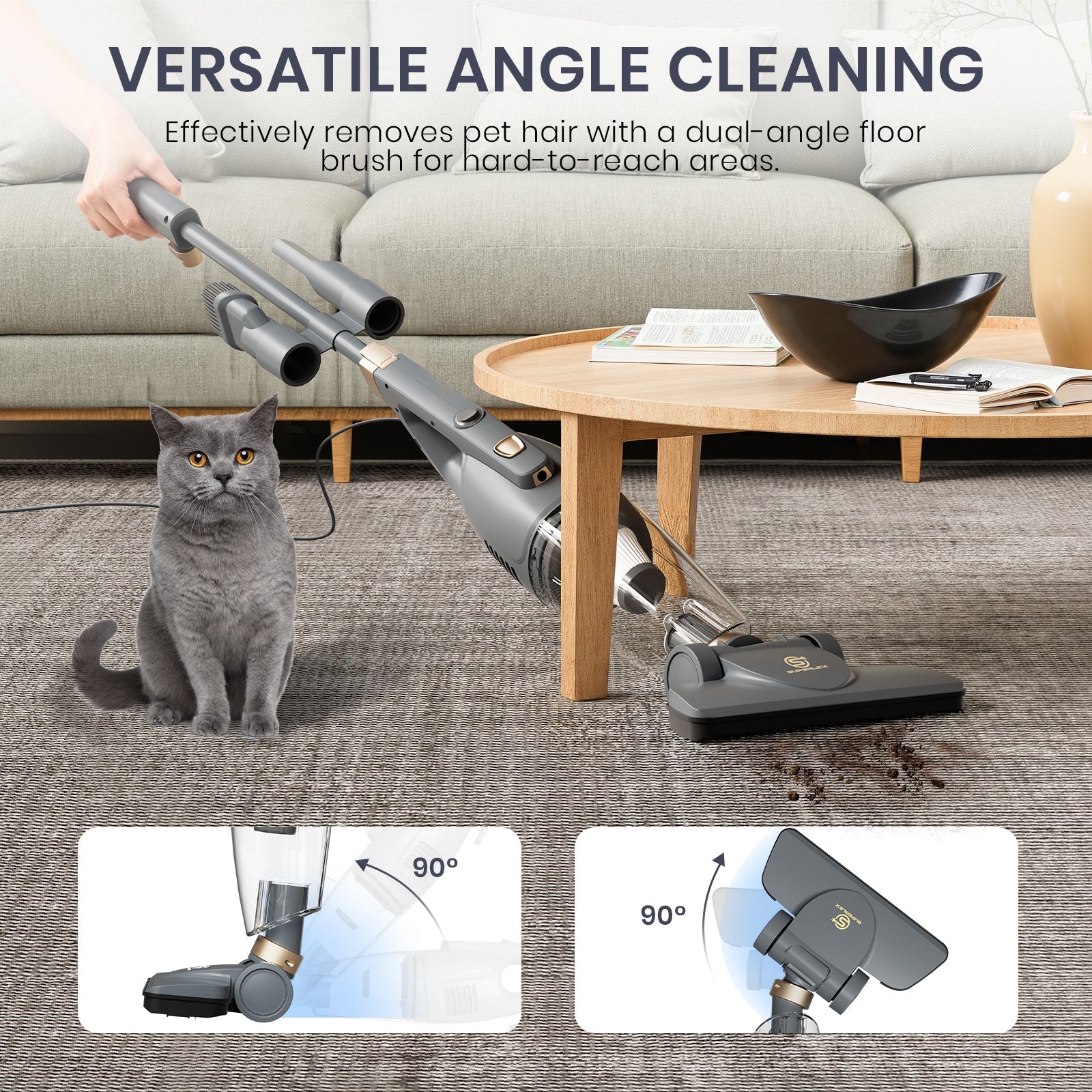 2-in-1 Stick Vacuum Cleaner – Powerful Suction with HEPA Filtration & Multi-Surface Tools