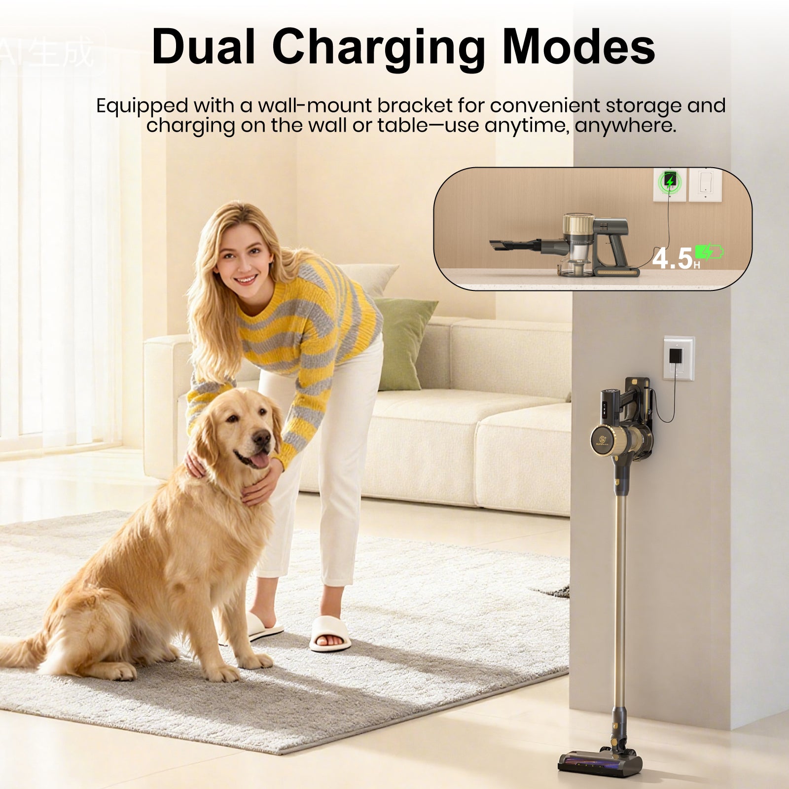 2-in-1 Cordless Vacuum Cleaner – 150W Powerful Suction with 700ml Dust Tank & Adjustable Runtime