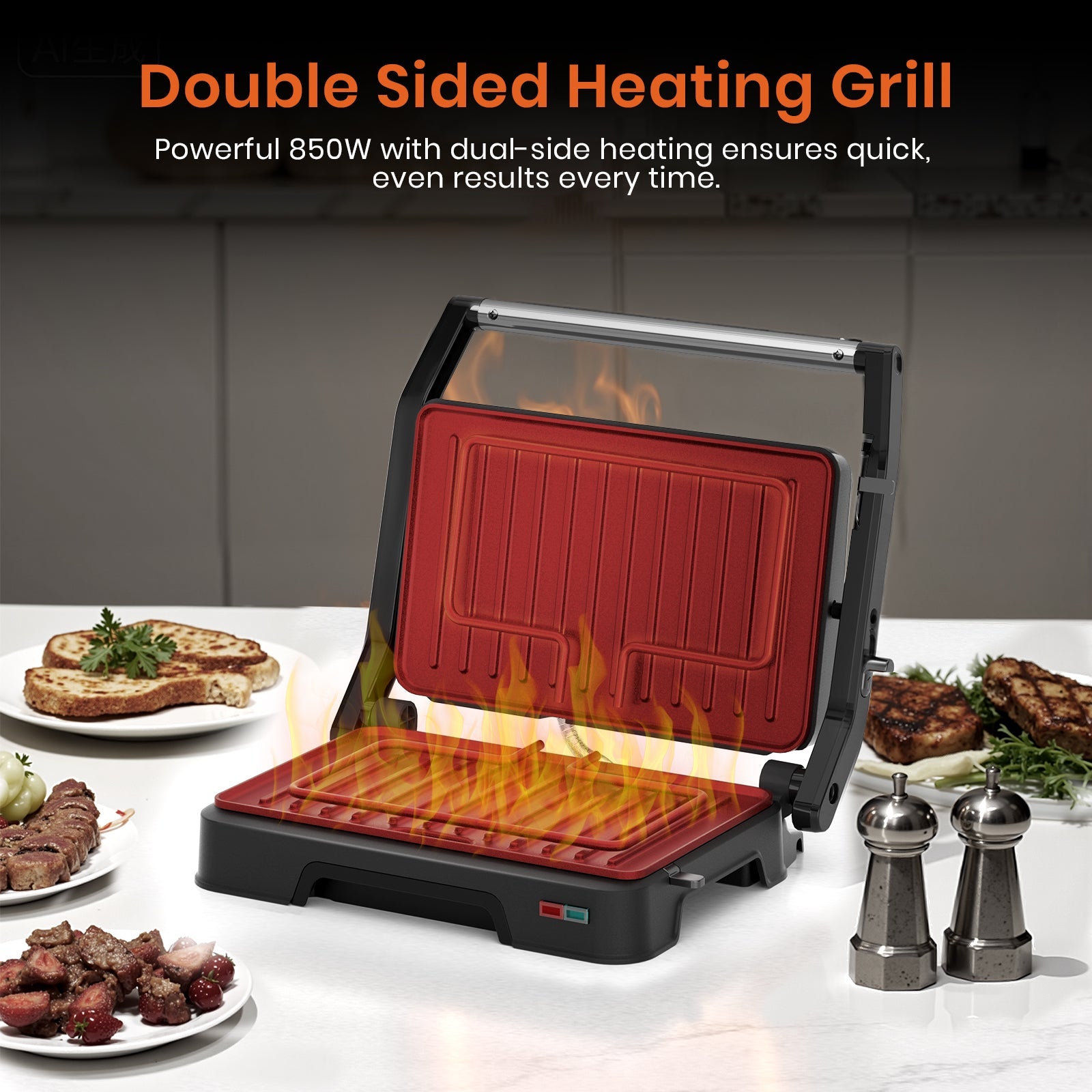 1000W Small Electric Grill – 2-in-1 Panini & Toastie Maker with Non-Stick Plates