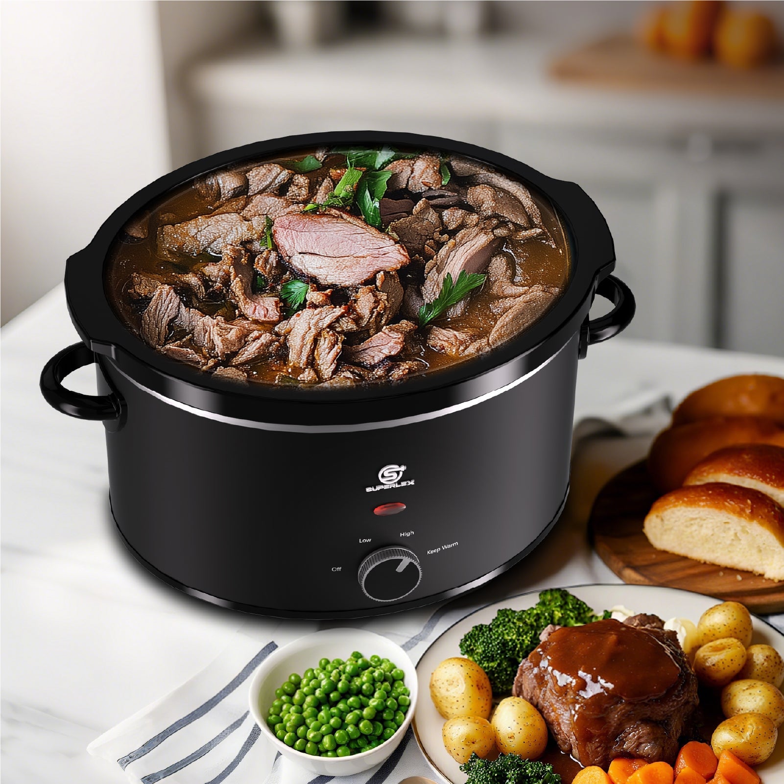 3.5L Oval Slow Cooker with Ceramic Pot – Energy Efficient & Multi-Function