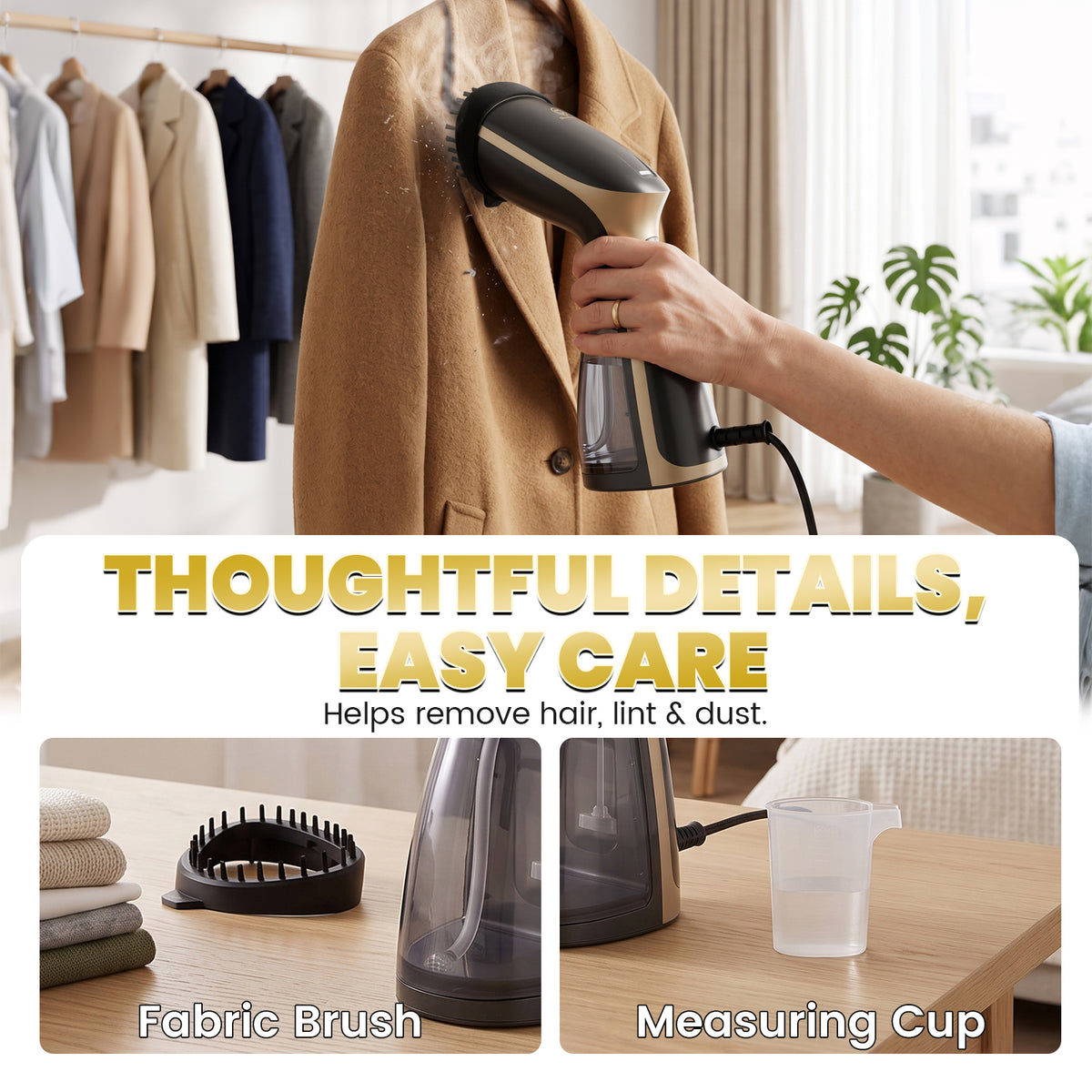 1000W Garment Steamer with Dry Ironing and Vertical Steam Functions