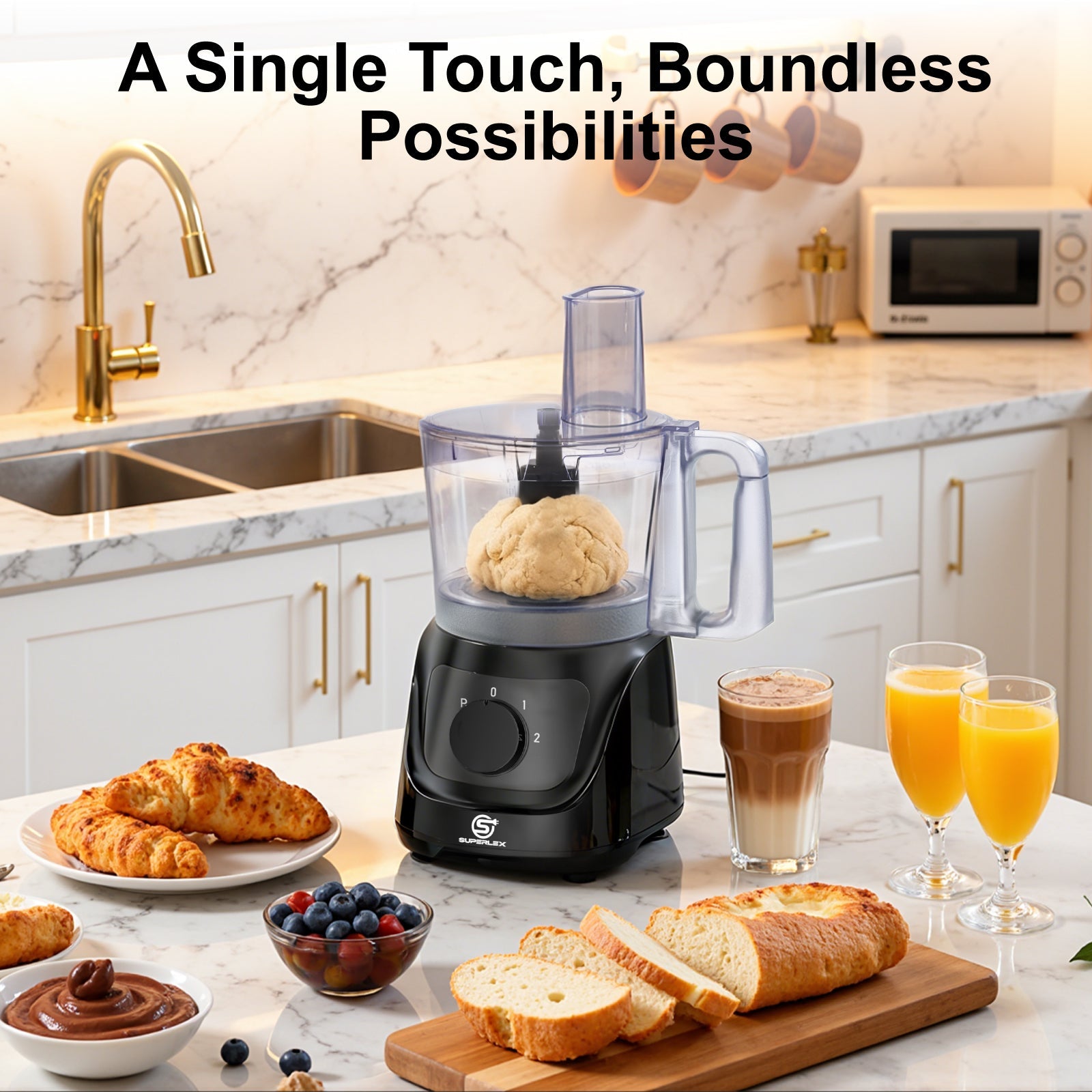 800W Compact Food Processor with Multi-Function Slicing & Blending