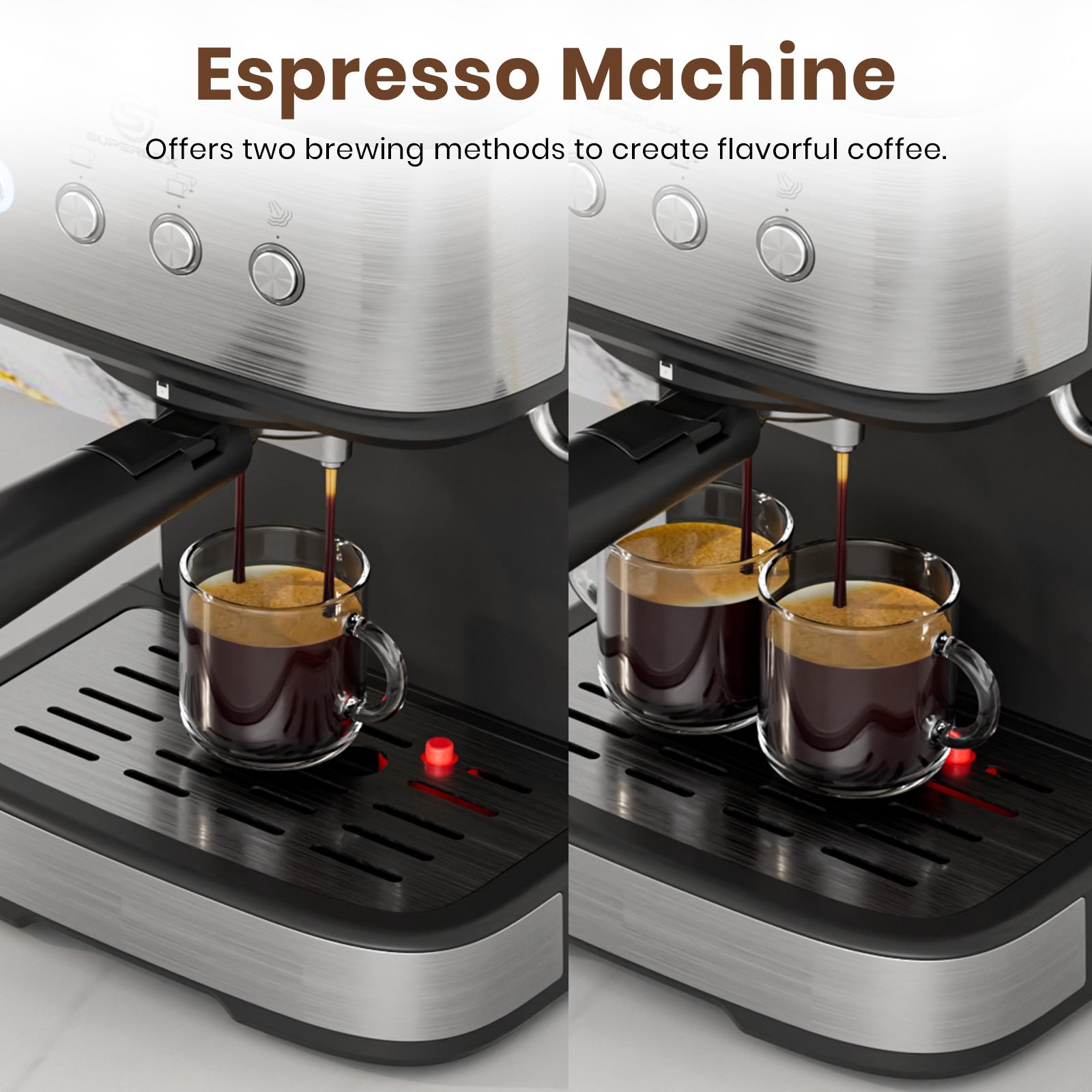 15 Bar Espresso Coffee Maker 1.5L with High-Pressure Frother & Dual Filters
