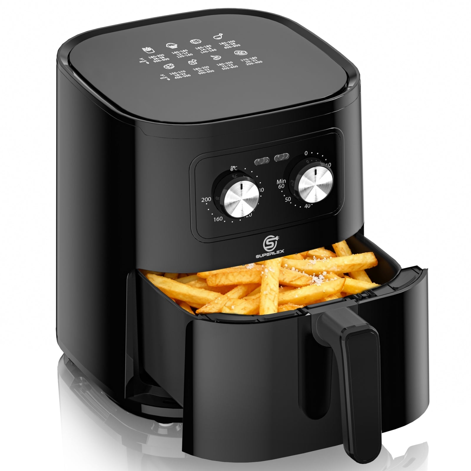 5L Manual Air Fryer with 360° Rapid Air Circulation for Healthy Cooking