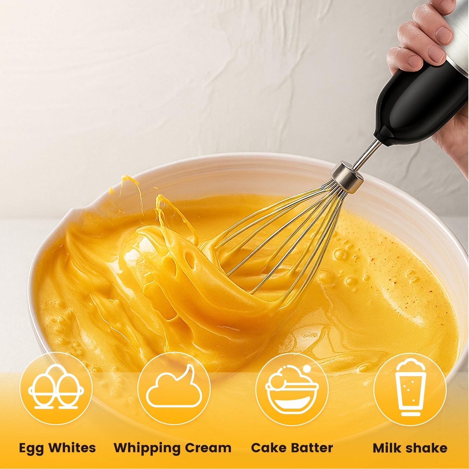 3-in-1 Hand Blender with 350W Motor & 304 Stainless Steel Blades