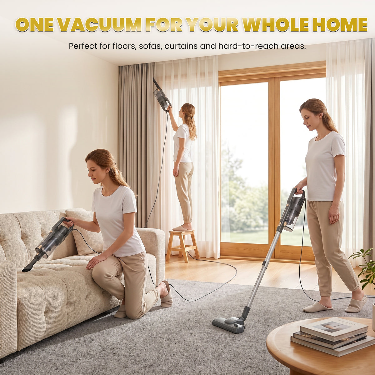 2-in-1 Handheld Vacuum Cleaner with Powerful 16.5KPa Suction