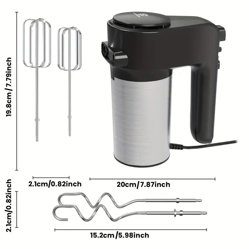 300W Hand Mixer with 5 Speeds, Turbo Mode & Stainless Steel Beaters