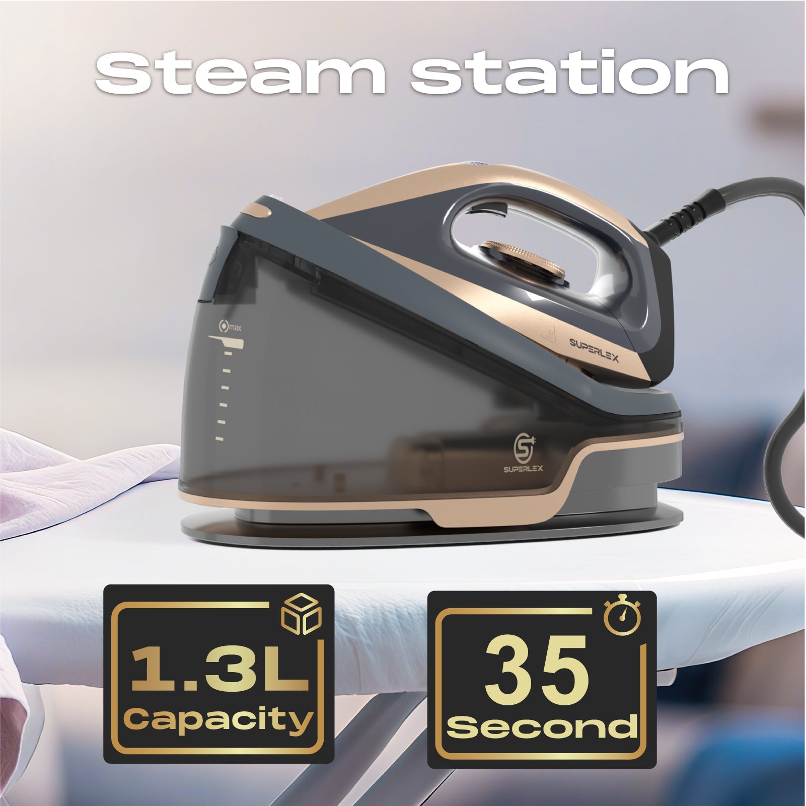 2600W Steam Station – Powerful Multi-Function Iron with 1.3L Tank