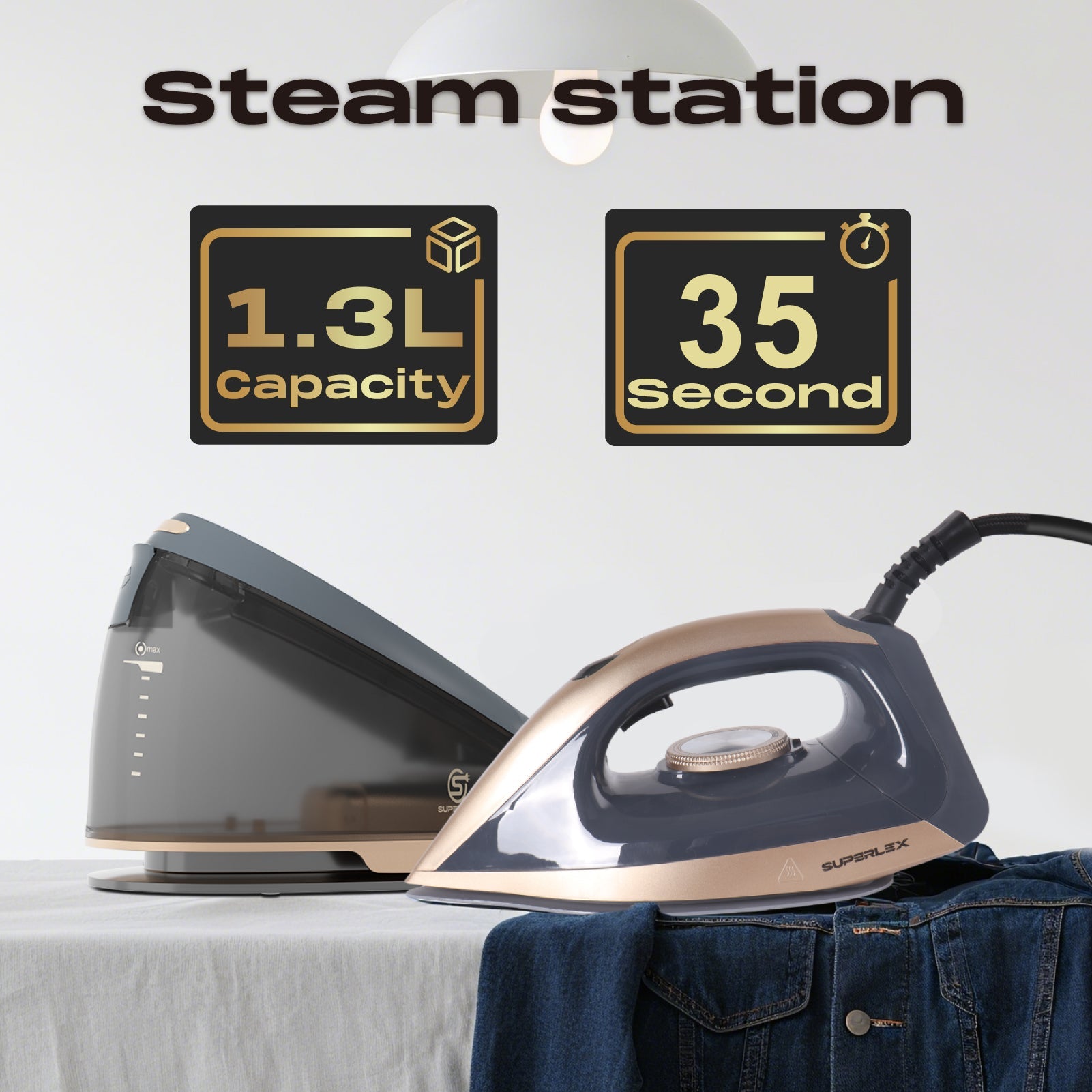 2600W Steam Station – Powerful Multi-Function Iron with 1.3L Tank