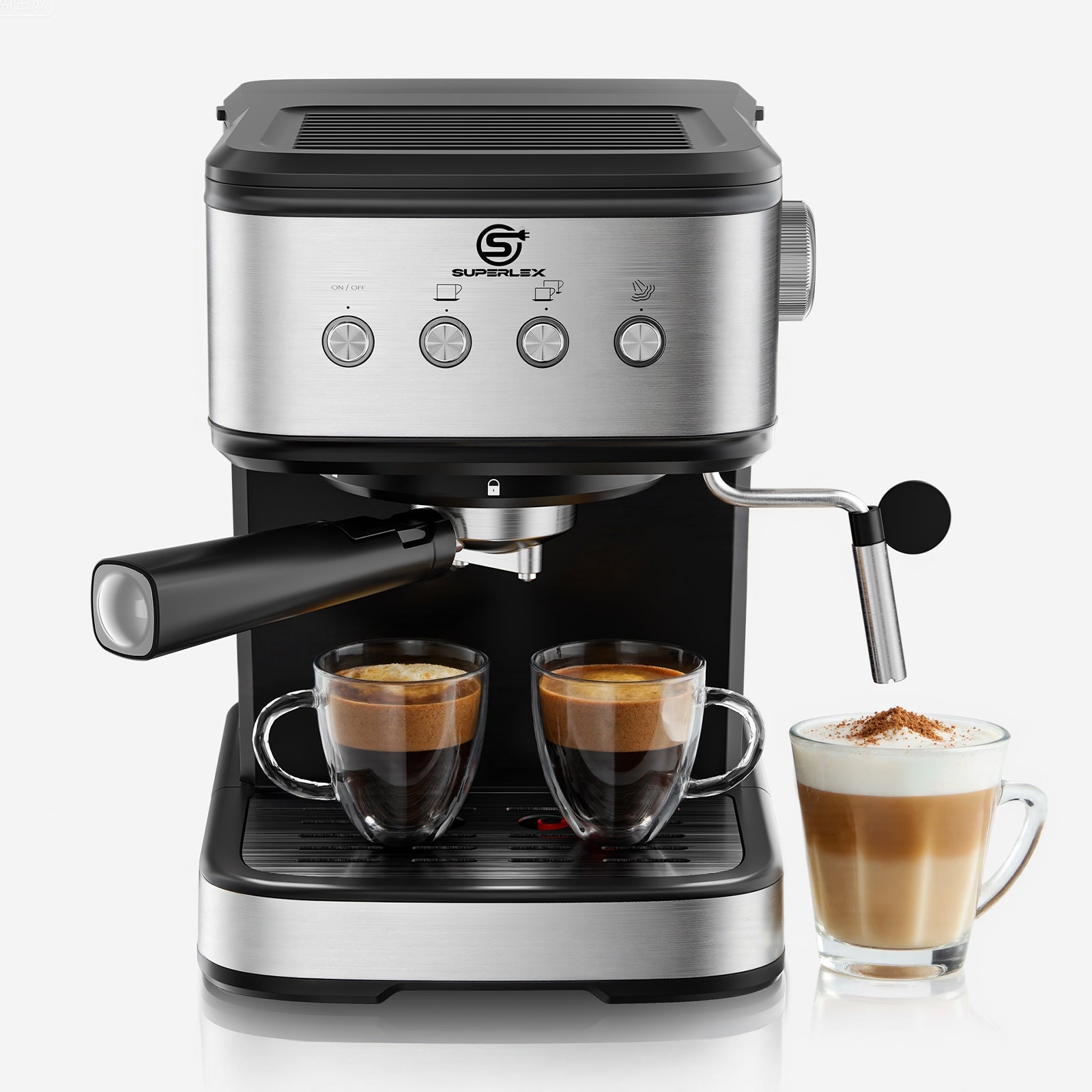 15 Bar Espresso Coffee Maker 1.5L with High-Pressure Frother & Dual Filters